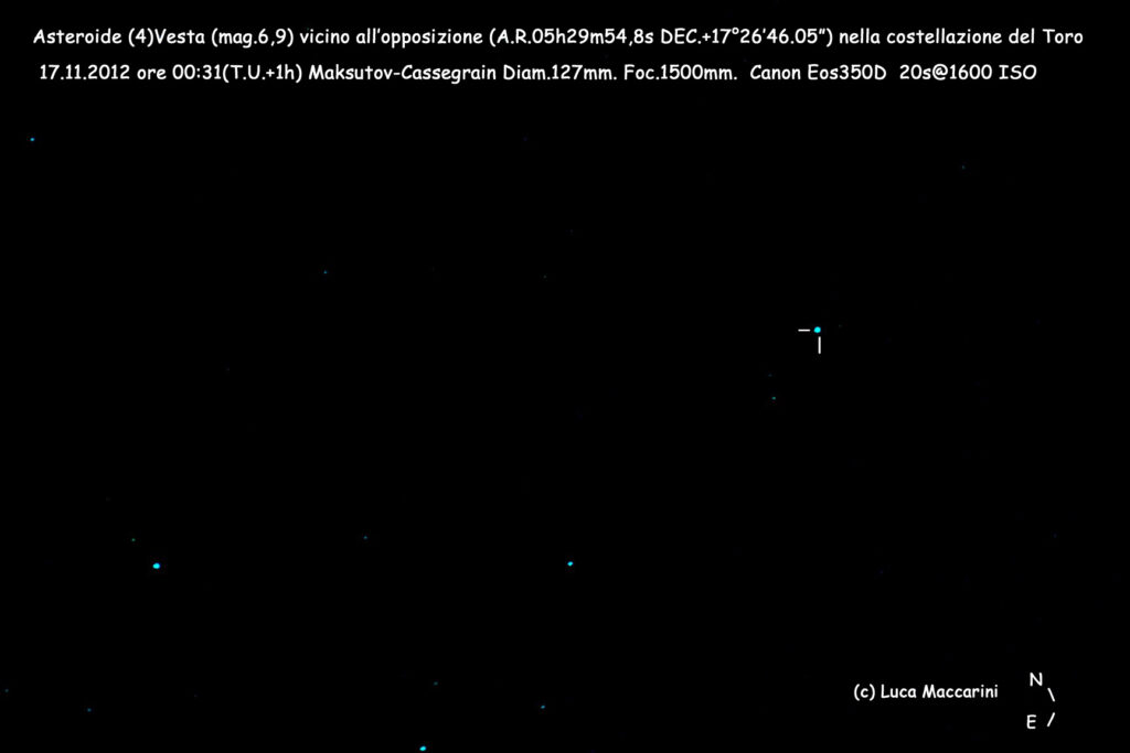 Asteroide (4)Vesta vicino all’opposizione.