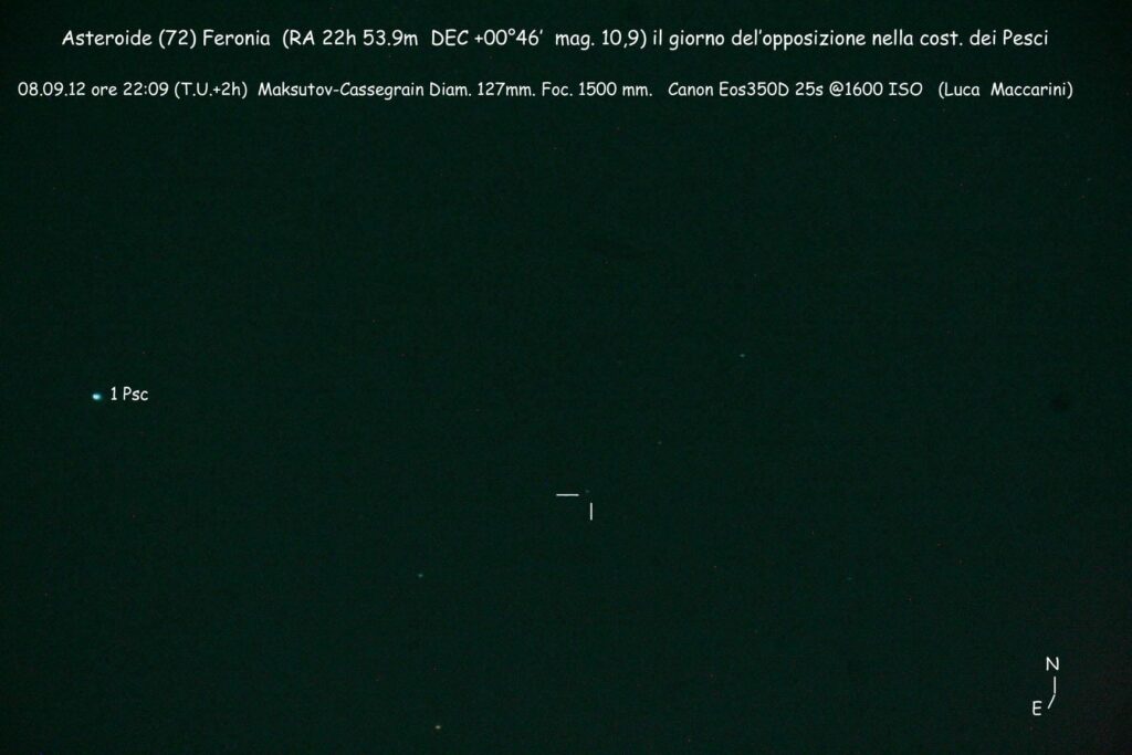 Asteroide (72)Feronia in opposizione.