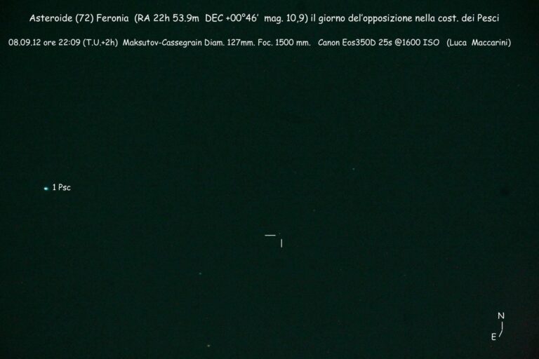 Asteroide (72)Feronia in opposizione.