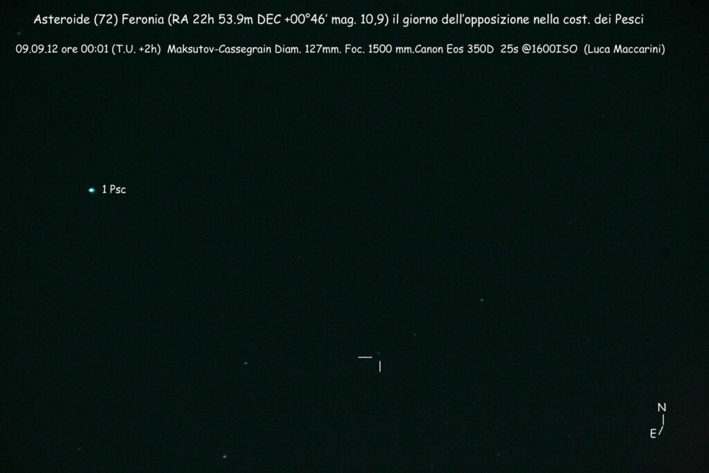 Asteroide (72)Feronia in opposizione.