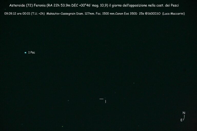 Asteroide (72)Feronia in opposizione.