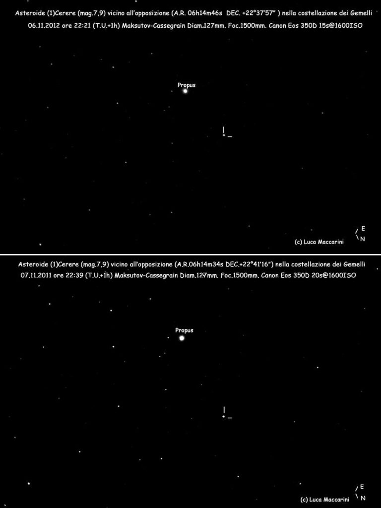 Asteroide (1)Cerere vicino all’opposizione.