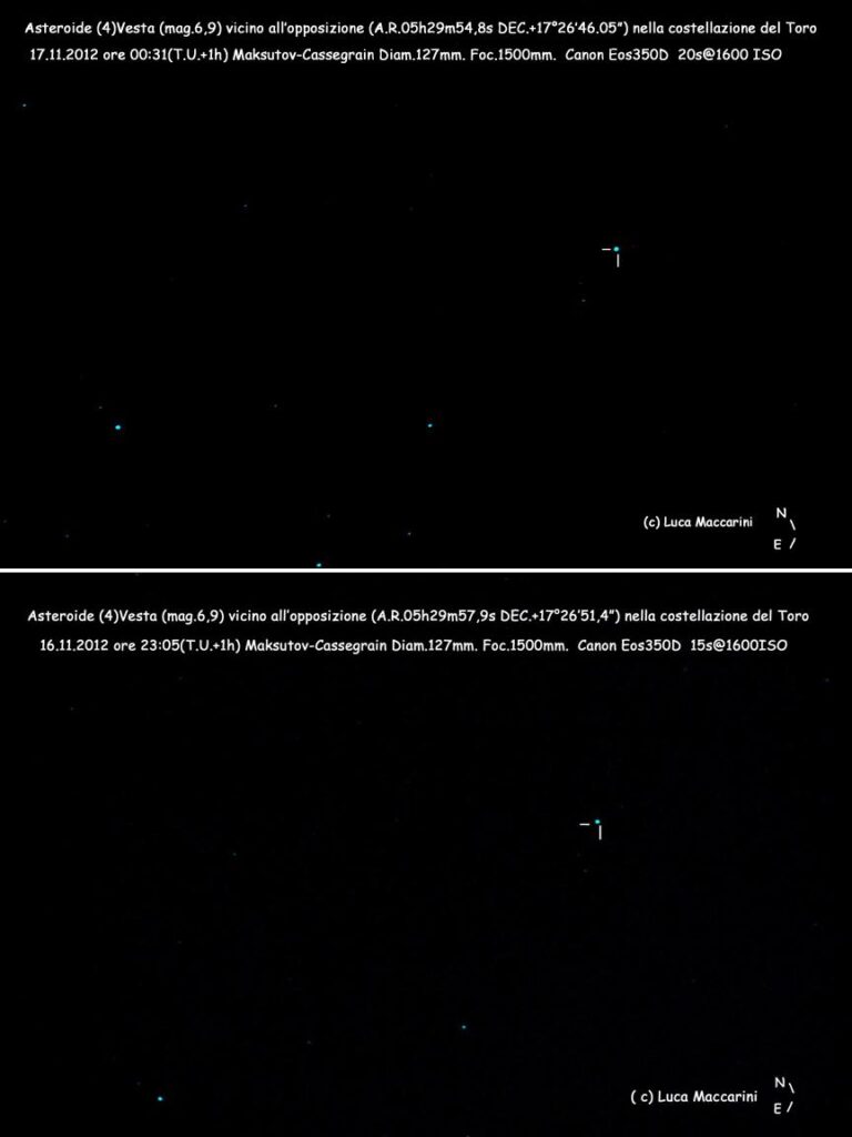 Asteroide (4)Vesta vicino all’opposizione.