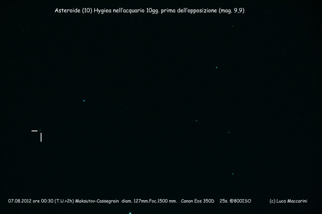 Asteroide (10)Hygiea 10gg. prima dell’opposizione