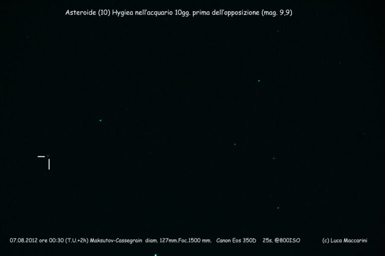 Asteroide (10)Hygiea 10gg. prima dell’opposizione