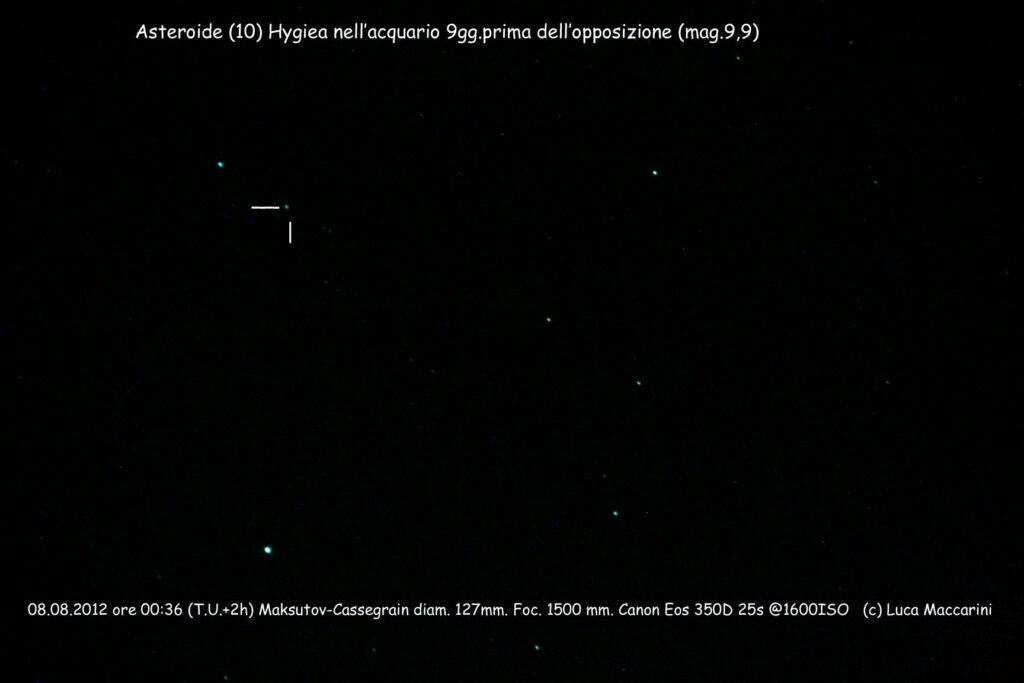 Asteroide (10)Hygiea 9gg. prima dell’opposizione