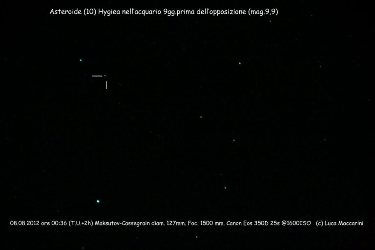 Asteroide (10)Hygiea 9gg. prima dell’opposizione