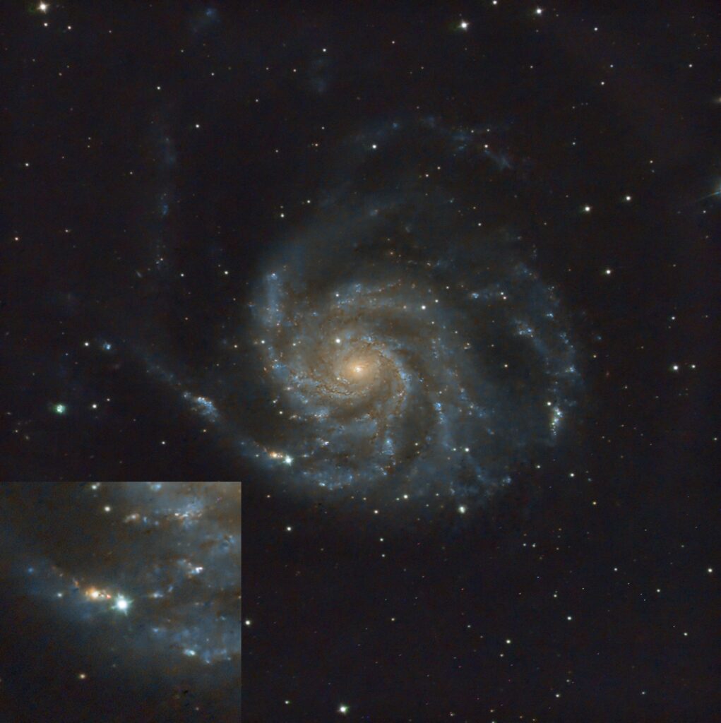 SN2023ixf in M101, vista d’insieme e dettaglio
