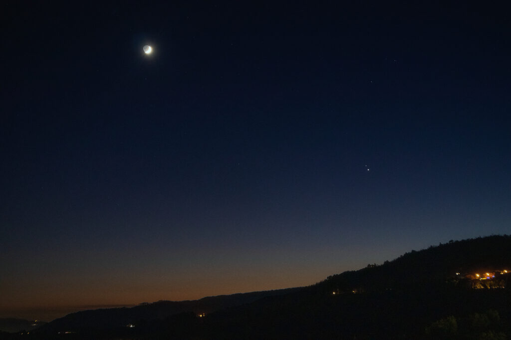 La Luna e i giganti del sistema solare prima della grande congiunzione