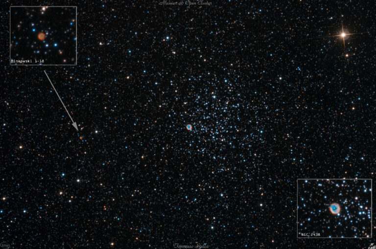 Ammasso aperto M46 con nebulose planetarie NGC 2438 e Minkowski 1-18