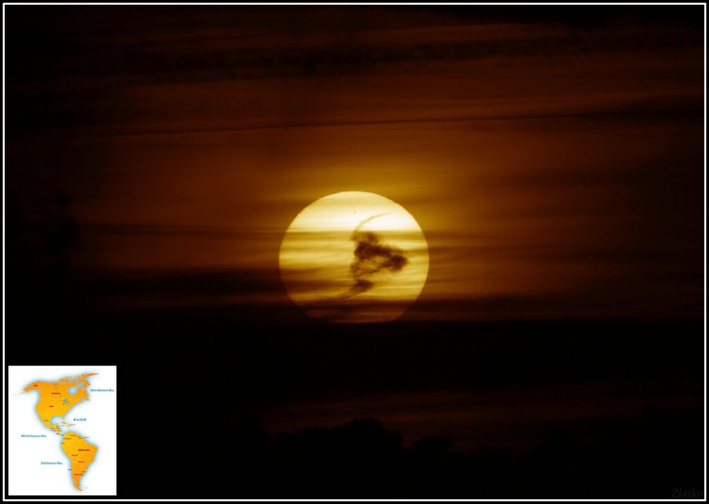 North and South America in the Sun