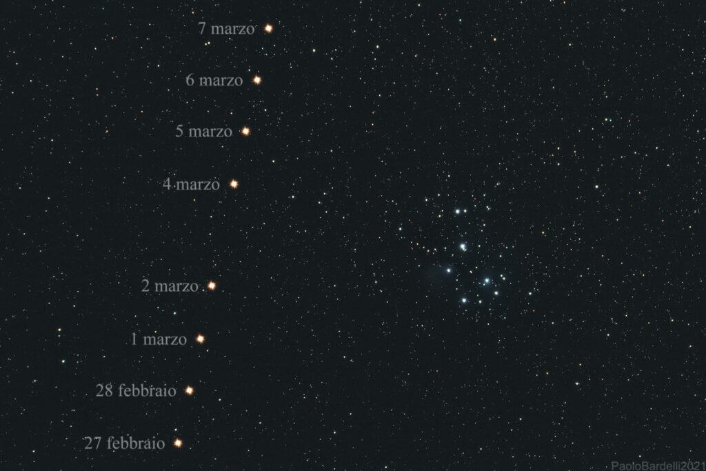 Marte e le Pleiadi in 9 giorni