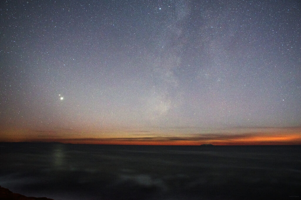 Congiunzione Saturno e Giove con Via Lattea
