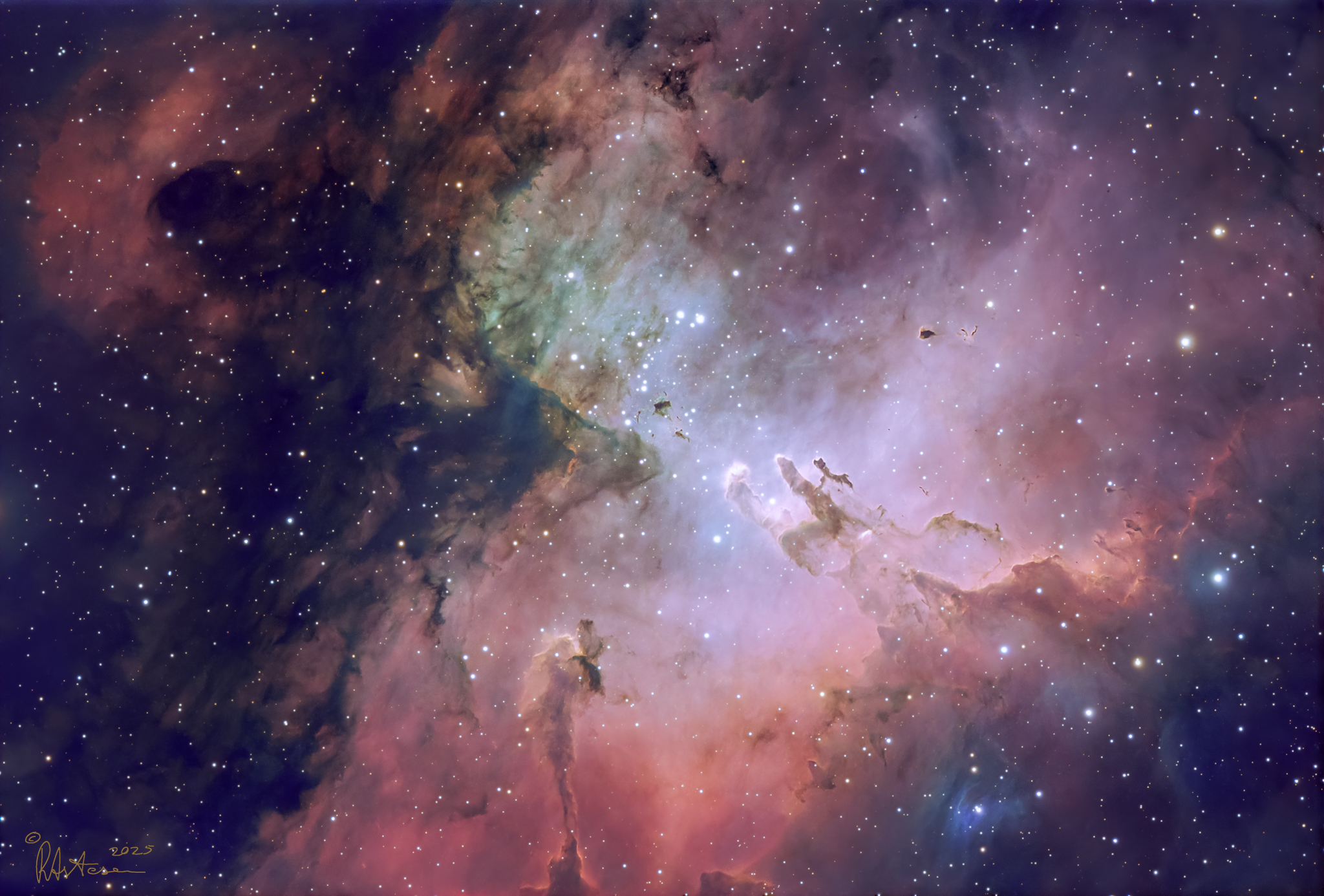 M16 la Nebulosa Aquila e dettaglio dei Pilastri della Creazione