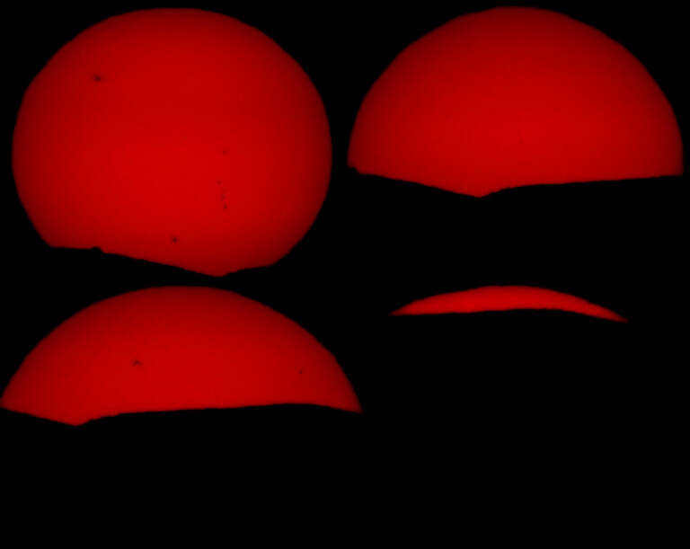 Sole tramonta sulle montagne