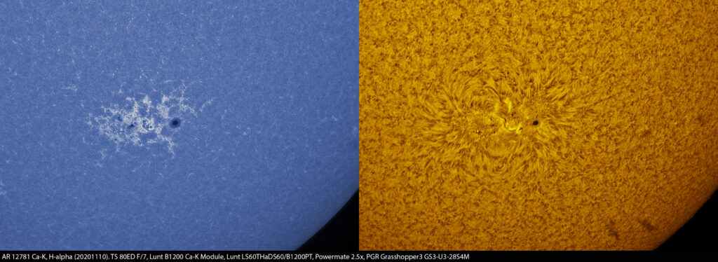 AR 12781 Ca-K e H-alpha
