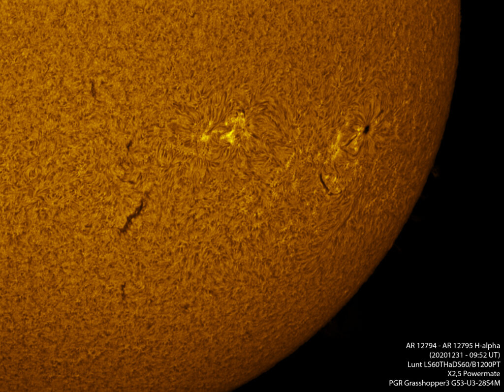 AR 12794-AR12795 in H-alpha