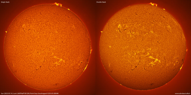 Sole in H-alpha (single stack vs double stack)