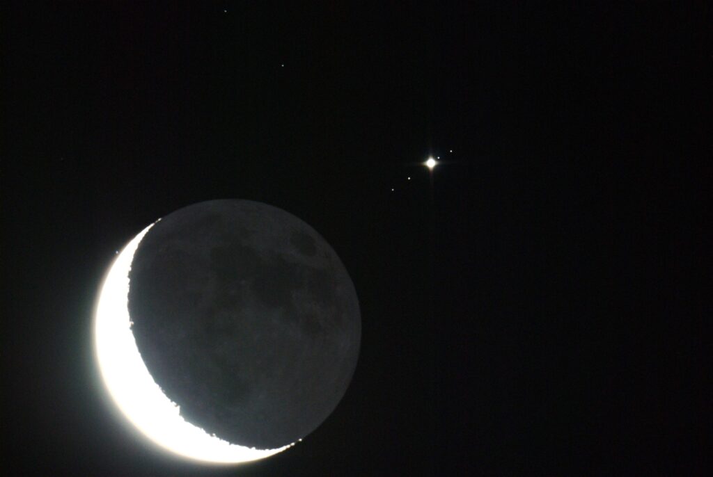 Luna + Giove e satelliti Galileiani