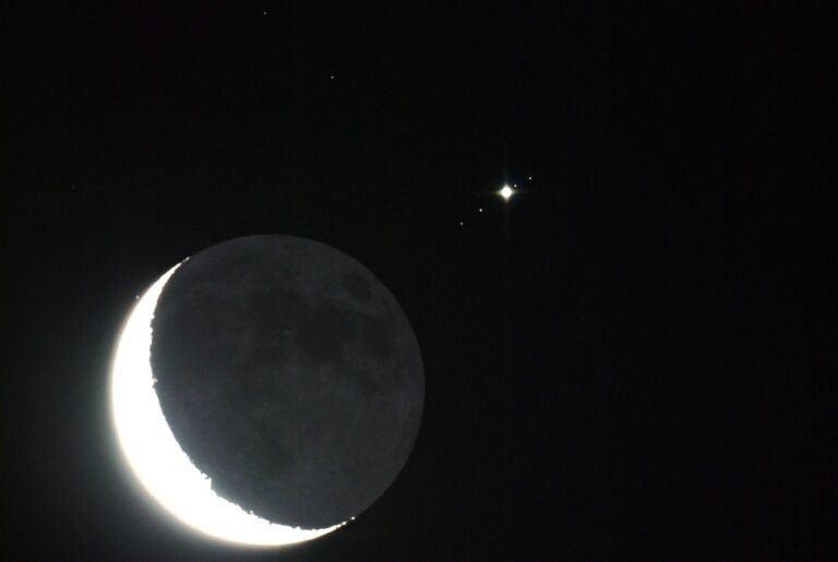 Luna + Giove e satelliti Galileiani